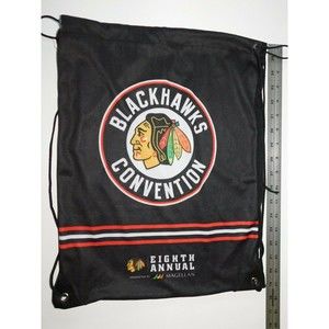 Chicago Blackhawks Drawstring Bag Tote NHL 8th Annual Convention Black Backpack
